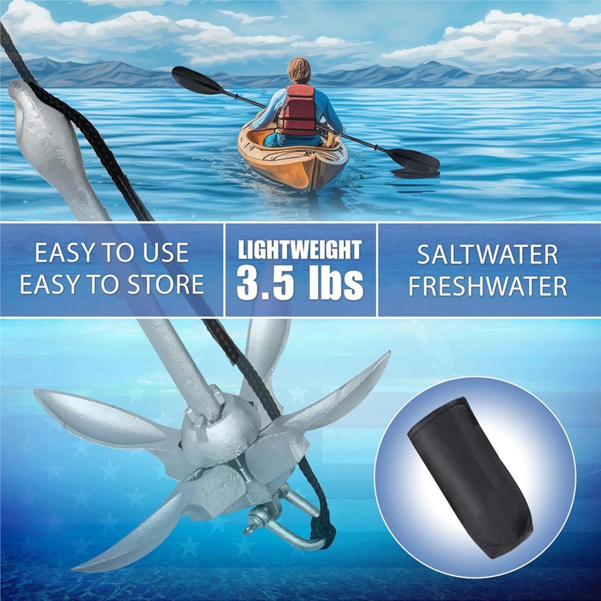 Fishing Kayak Anchor - Diskon Besar Jangkar Kayak, Kit Sistem
